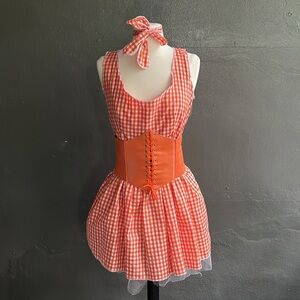Orange Gingham Dress with Corset